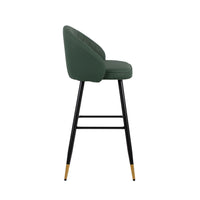 Oby Bar Height Chair Set of 2, Tufted Green Vegan Leather, Angled Legs - BM344850