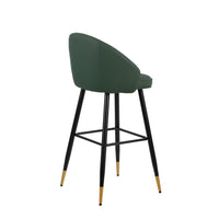 Oby Bar Height Chair Set of 2, Tufted Green Vegan Leather, Angled Legs - BM344850