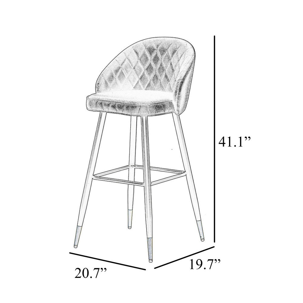 Oby Bar Height Chair Set of 2, Tufted Green Vegan Leather, Angled Legs - BM344850