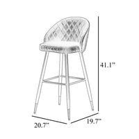 Oby Bar Height Chair Set of 2, Tufted Green Vegan Leather, Angled Legs - BM344850