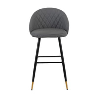 Oby Bar Height Chair Set of 2, Tufted Gray Vegan Leather, Angled Legs - BM344851