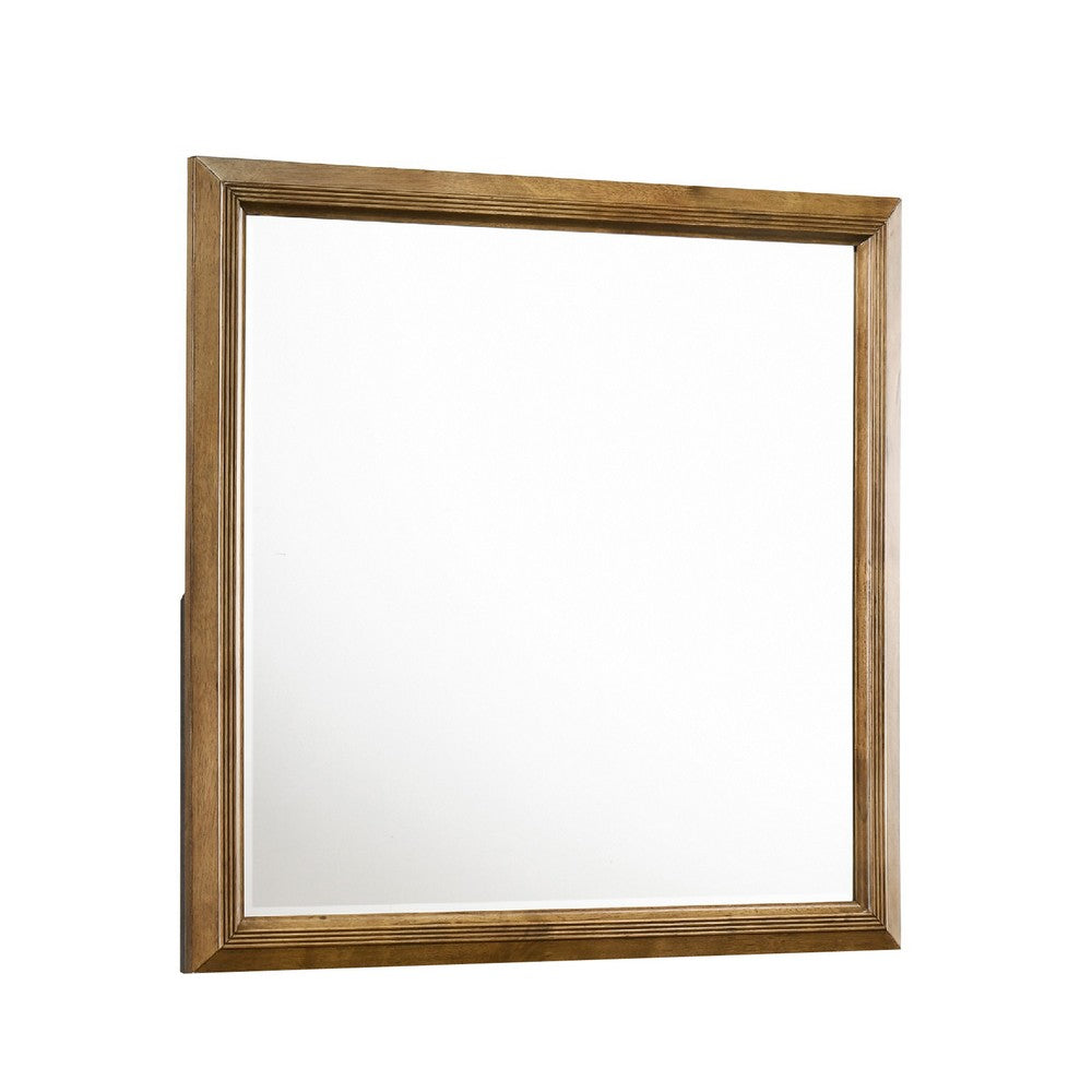 Tey Vanity Dresser Mirror, Honey Brown, Solid Rubberwood 39 Inch - BM344852