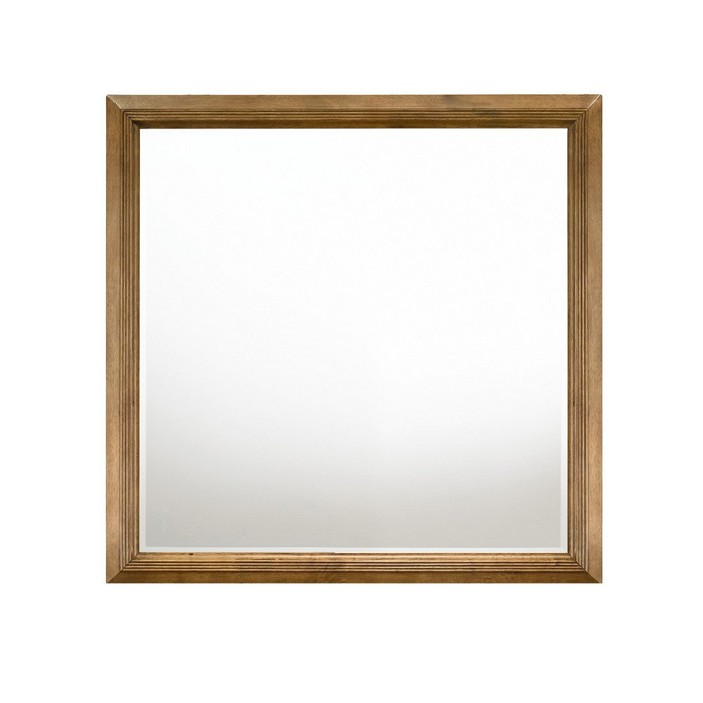 Tey Vanity Dresser Mirror, Honey Brown, Solid Rubberwood 39 Inch - BM344852