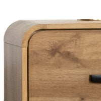 Wea Bed Side End Table, 1 Drawer, Black Angled Legs, Natural Oak Brown - BM344853