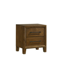 Lary Nightstand, 2 Drawers, Rustic Farmhouse Walnut Brown Finish - BM344854