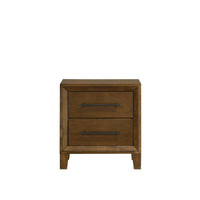 Lary Nightstand, 2 Drawers, Rustic Farmhouse Walnut Brown Finish - BM344854