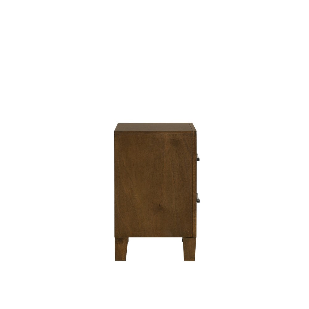 Lary Nightstand, 2 Drawers, Rustic Farmhouse Walnut Brown Finish - BM344854
