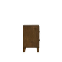 Lary Nightstand, 2 Drawers, Rustic Farmhouse Walnut Brown Finish - BM344854
