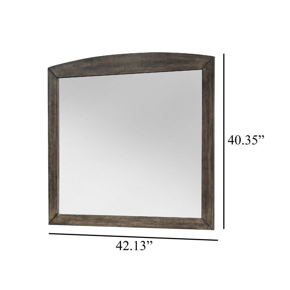 Roxy Dresser Mirror, Curved Top, Rustic Walnut Brown Solid Rubberwood - BM344855