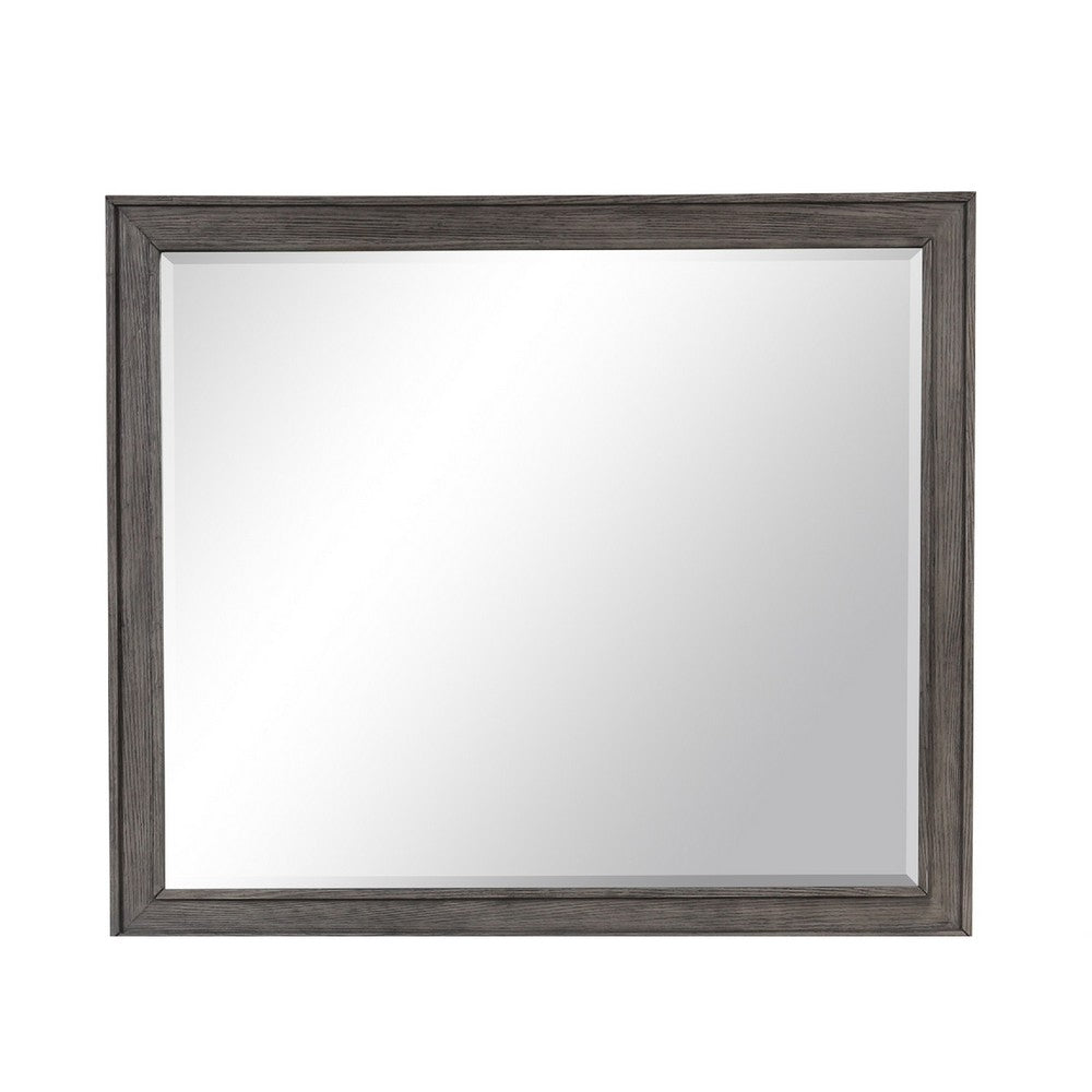 Leslee Dresser Mirror, Embossed Oak Laminate, Dark Gray Finish 44 Inch - BM344856
