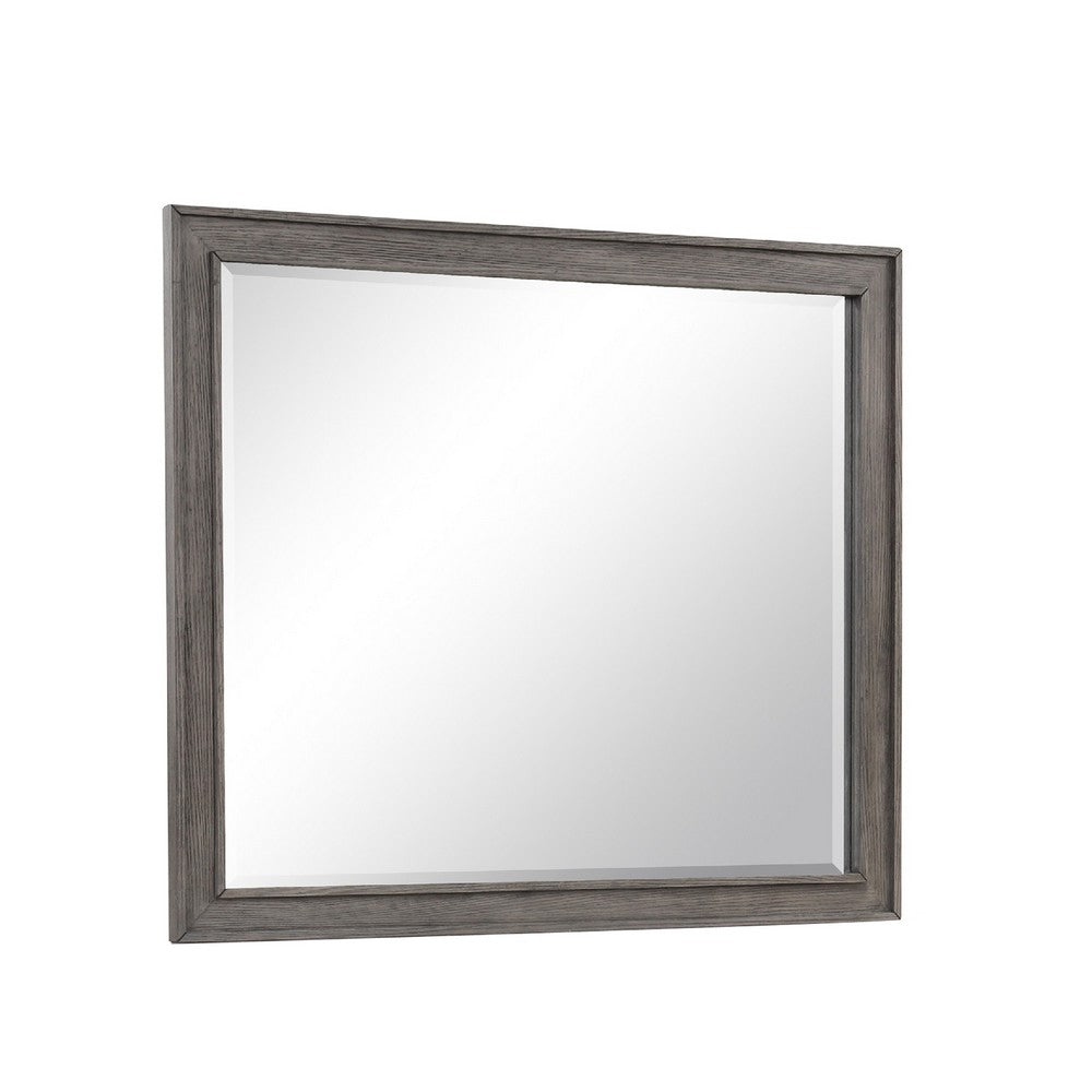Leslee Dresser Mirror, Embossed Oak Laminate, Dark Gray Finish 44 Inch - BM344856