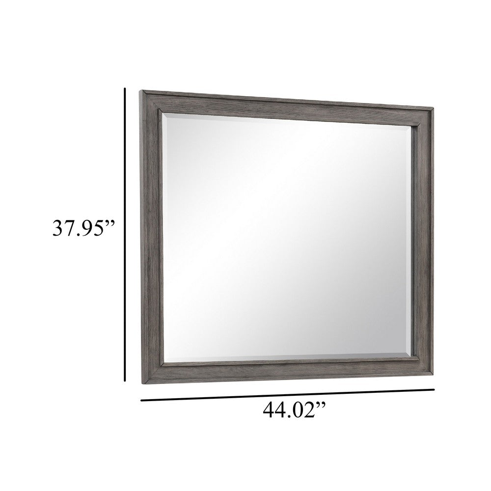 Leslee Dresser Mirror, Embossed Oak Laminate, Dark Gray Finish 44 Inch - BM344856