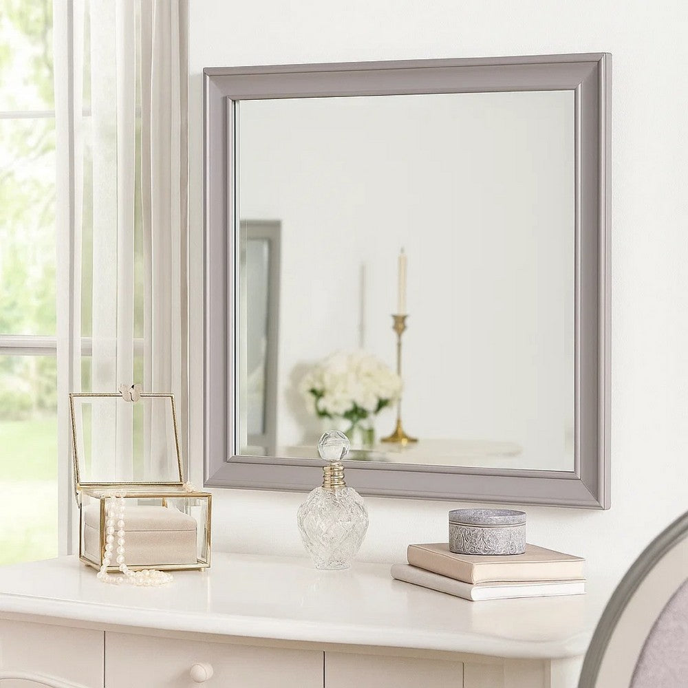 Limi Dresser Mirror, Brushed Gray Solid Acacia Wood, 43 Inch - BM344857