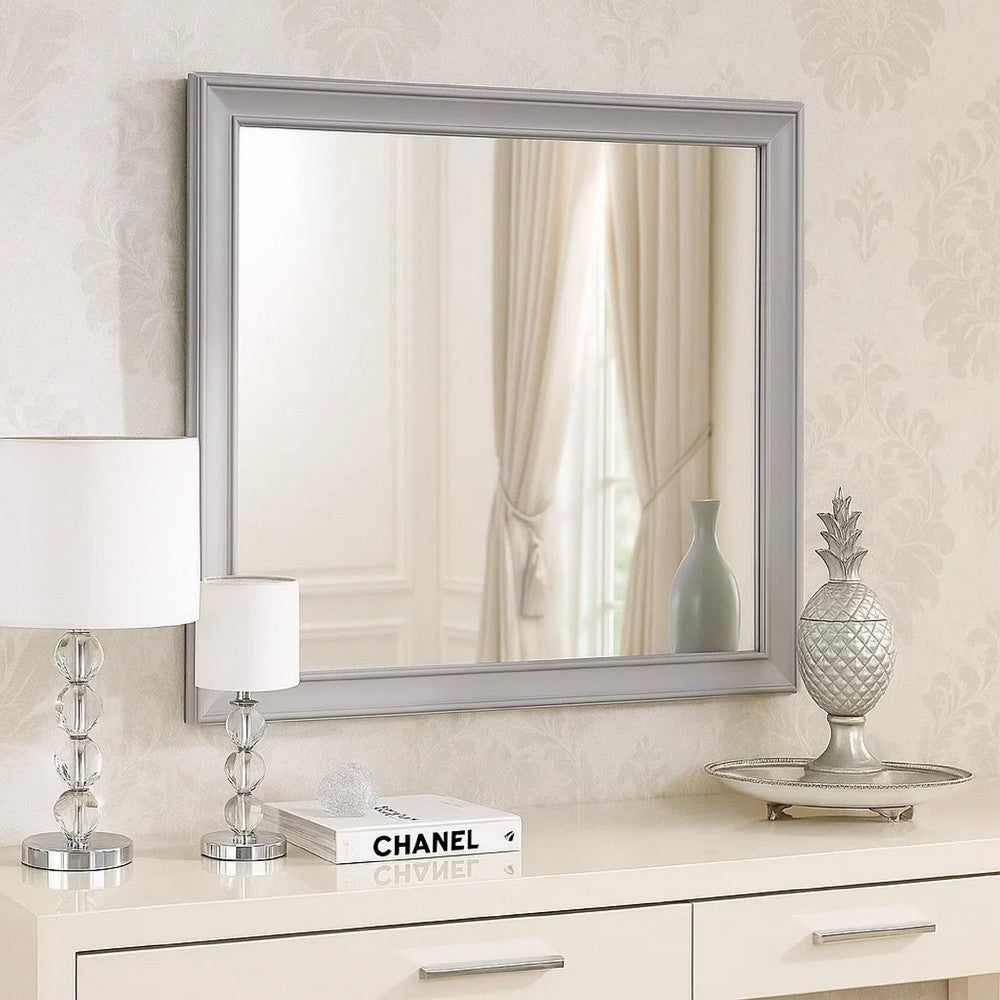 Limi Dresser Mirror, Brushed Gray Solid Acacia Wood, 43 Inch - BM344857