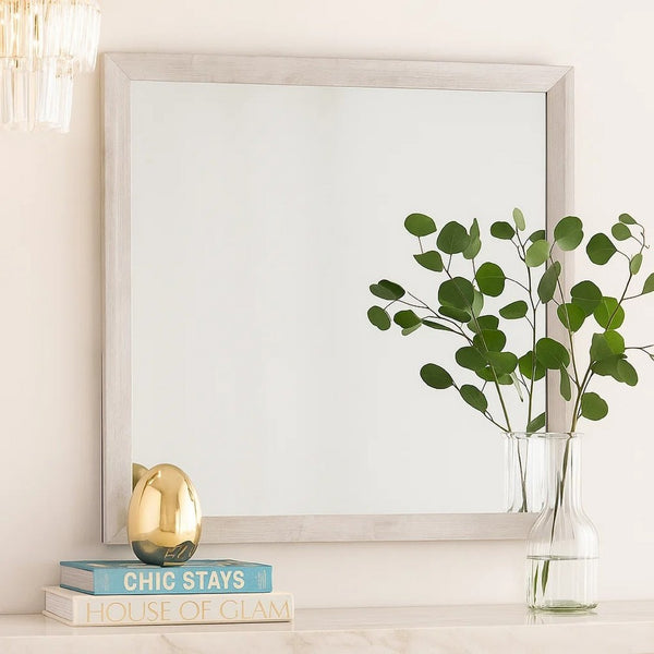 Bisca Dresser Mirror, 40 Inch Square, Driftwood Gray Decorative Laminate - BM344859