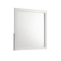 Ruo Dresser Mirror, 40 Inch Square Frame, Low Distortion, Glossy White - BM344860