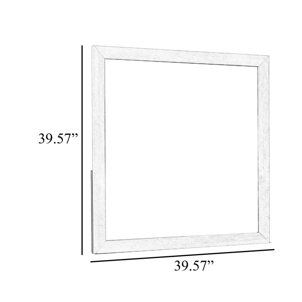 Ruo Dresser Mirror, 40 Inch Square Frame, Low Distortion, Glossy White - BM344860