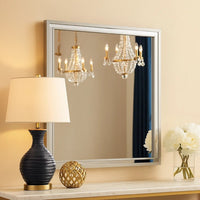 Ruo Dresser Mirror, 40 Inch Square Frame, Low Distortion, Glossy White - BM344860