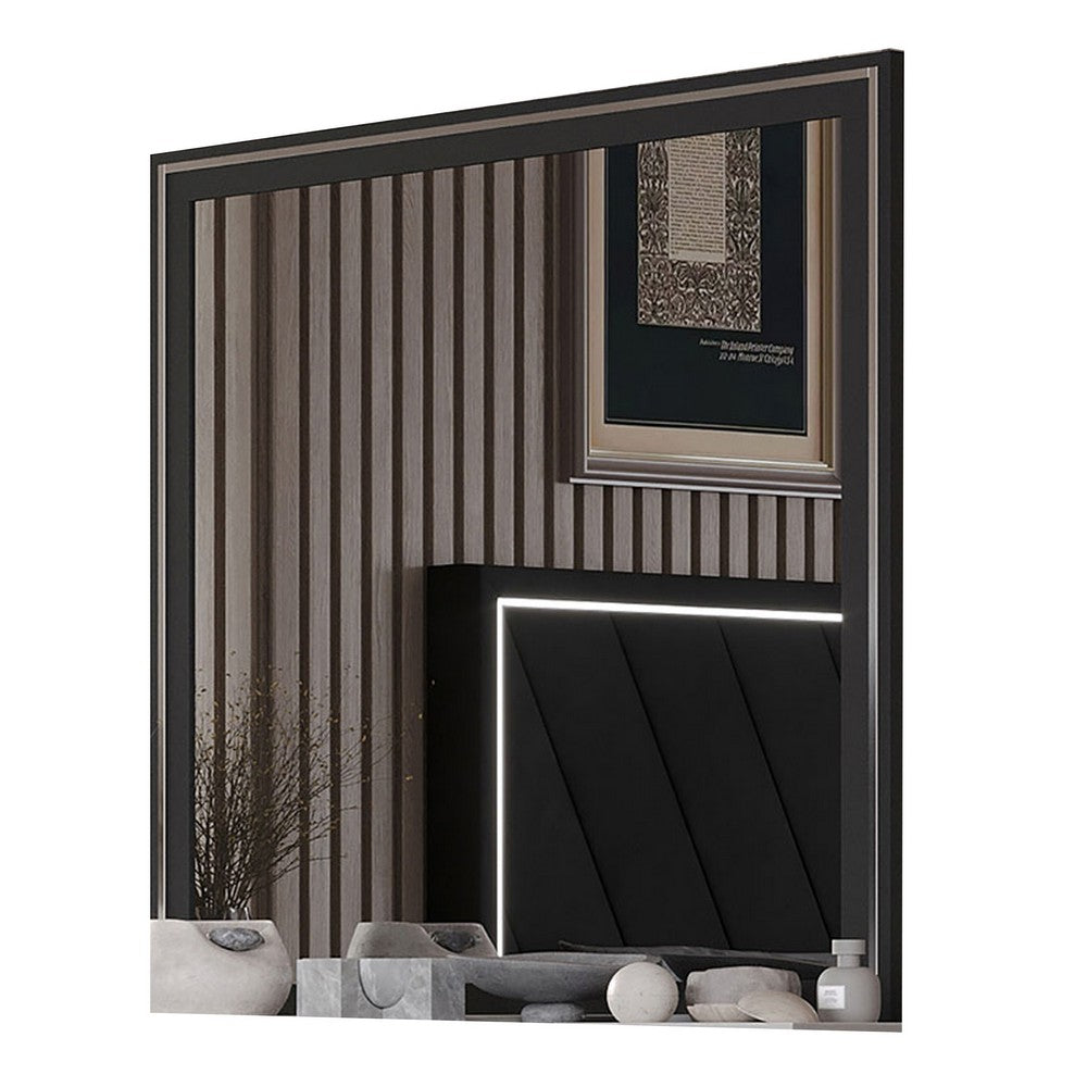 Zoe Dresser Mirror, 40 Inch Square Black Laminate, Low Distortion - BM344861