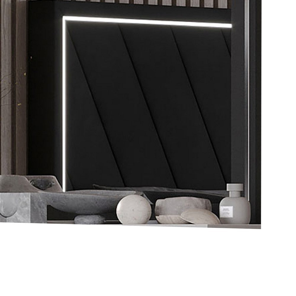 Zoe Dresser Mirror, 40 Inch Square Black Laminate, Low Distortion - BM344861