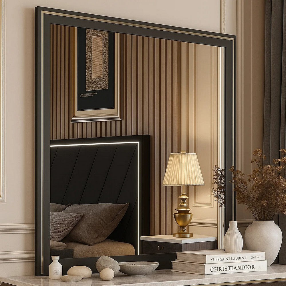 Zoe Dresser Mirror, 40 Inch Square Black Laminate, Low Distortion - BM344861