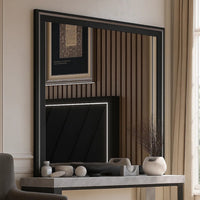Zoe Dresser Mirror, 40 Inch Square Black Laminate, Low Distortion - BM344861
