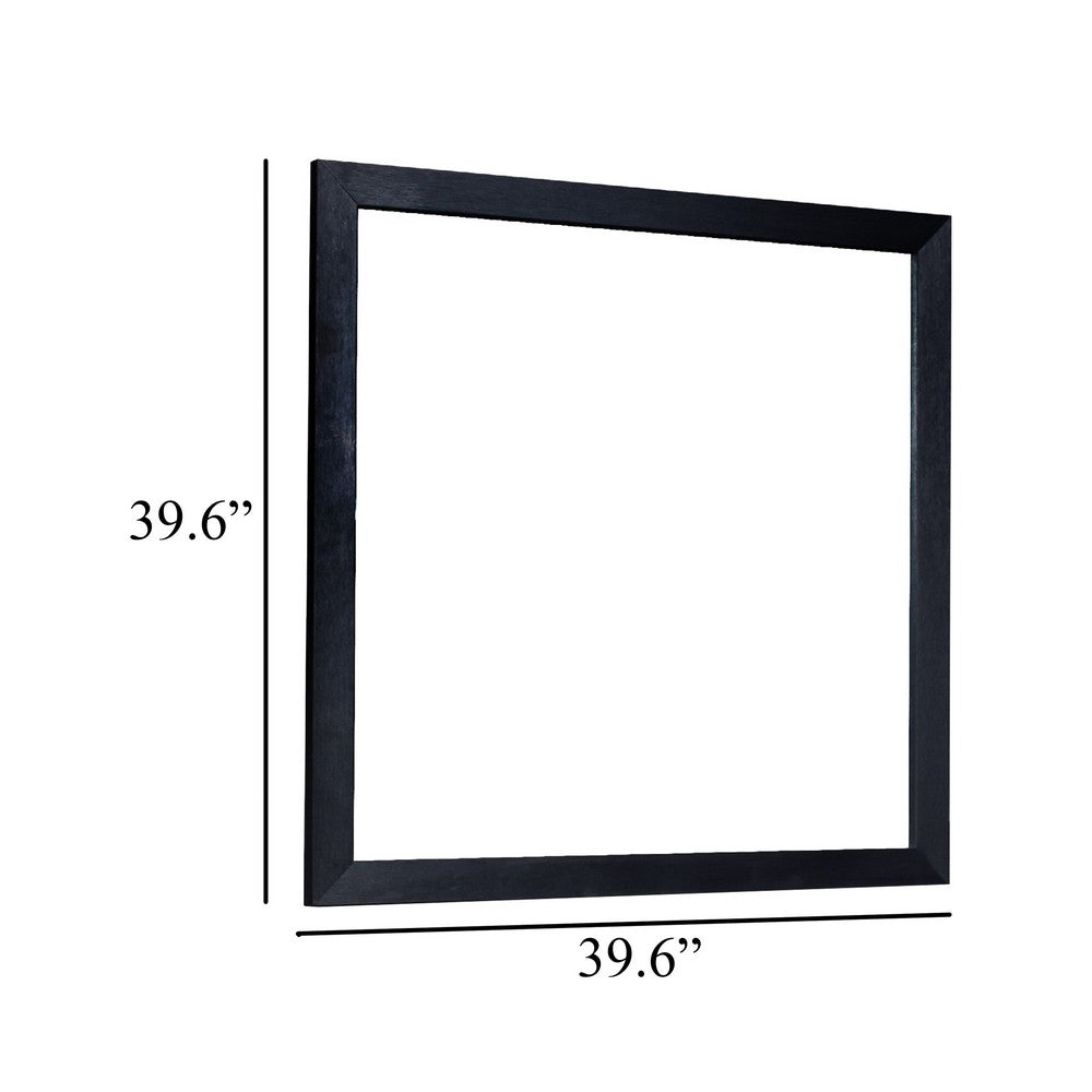 Theo Dresser Mirror, 40 Inch Square Black Frame, Beveled Low Distortion - BM344862