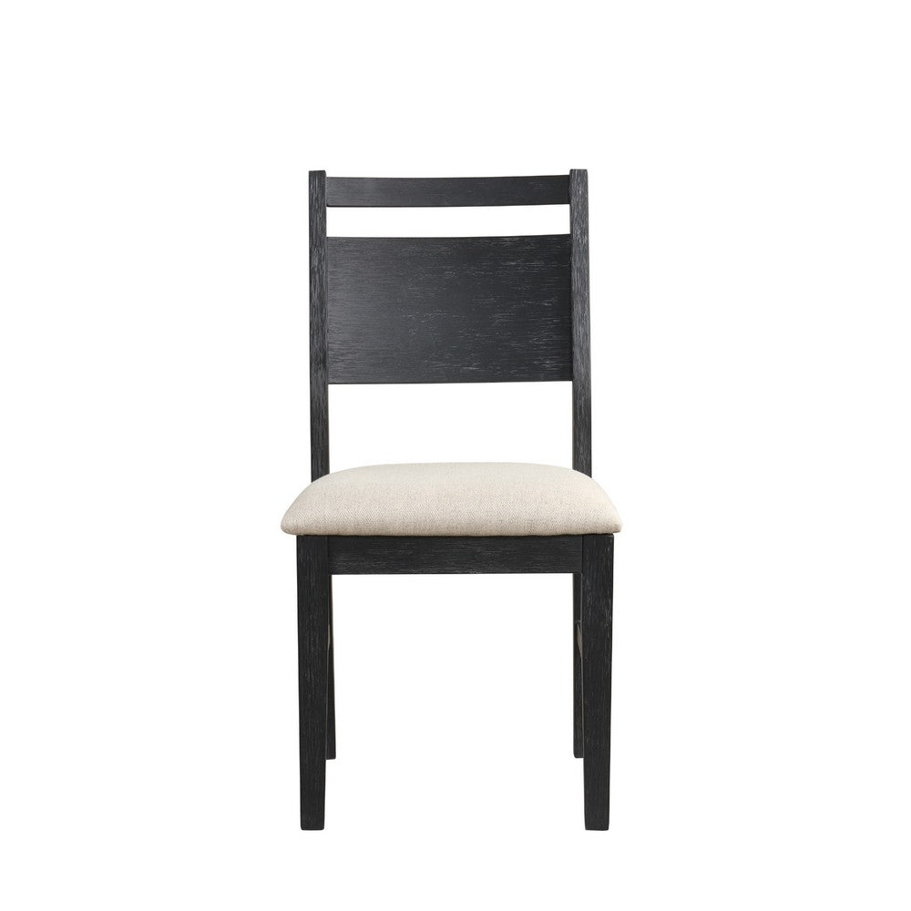 Saby Dining Side Chair Set of 2, White Padded Seat, Black Frame - BM344863