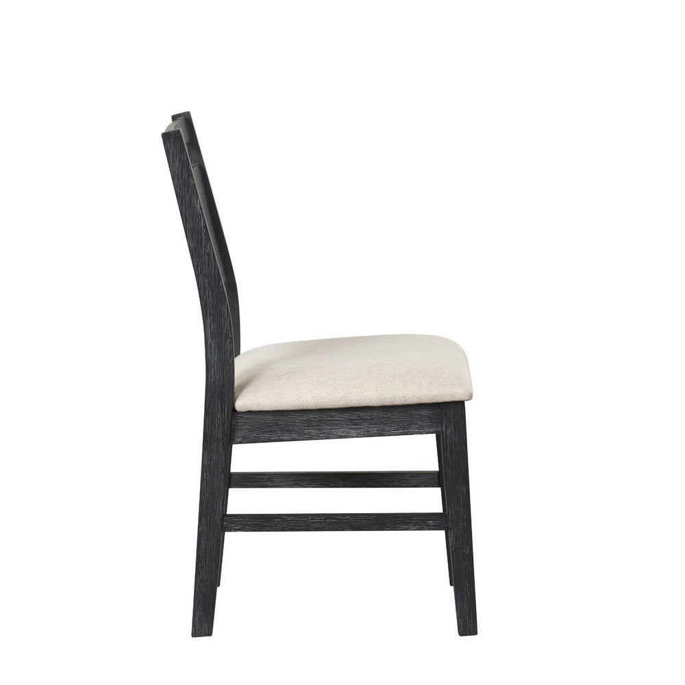 Saby Dining Side Chair Set of 2, White Padded Seat, Black Frame - BM344863