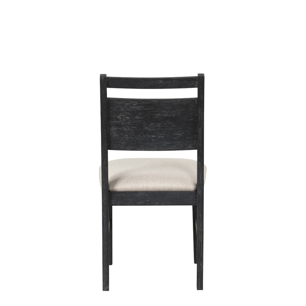 Saby Dining Side Chair Set of 2, White Padded Seat, Black Frame - BM344863