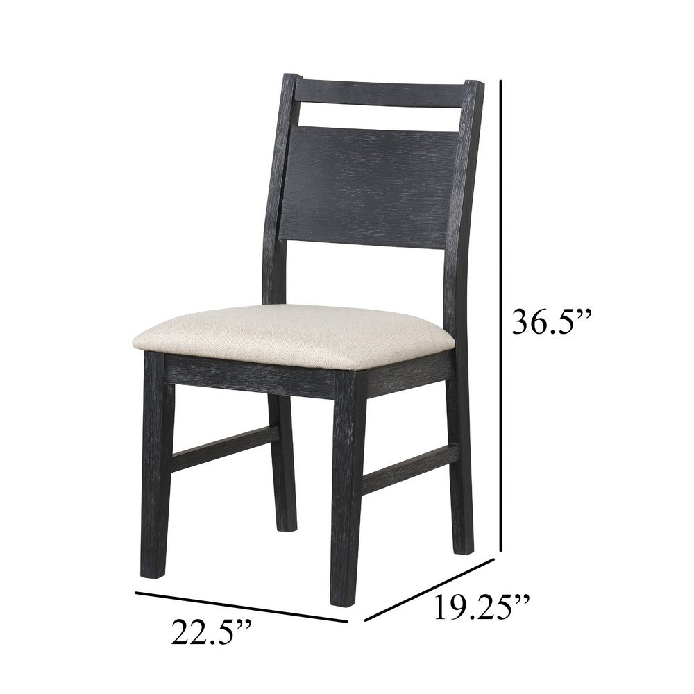 Saby Dining Side Chair Set of 2, White Padded Seat, Black Frame - BM344863