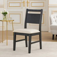 Saby Dining Side Chair Set of 2, White Padded Seat, Black Frame - BM344863