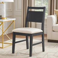 Saby Dining Side Chair Set of 2, White Padded Seat, Black Frame - BM344863