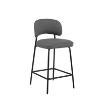 Bly Counter Stool Chair Set of 2, Gray Faux Leather, Iron Base - BM344864