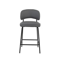 Bly Counter Stool Chair Set of 2, Gray Faux Leather, Iron Base - BM344864