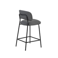 Bly Counter Stool Chair Set of 2, Gray Faux Leather, Iron Base - BM344864