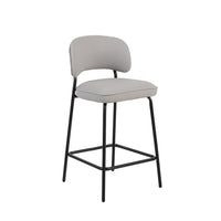 Bly Counter Stool Chair Set of 2, Ivory Faux Leather, Iron Base - BM344865