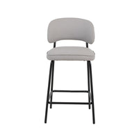 Bly Counter Stool Chair Set of 2, Ivory Faux Leather, Iron Base - BM344865