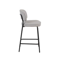 Bly Counter Stool Chair Set of 2, Ivory Faux Leather, Iron Base - BM344865