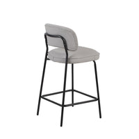 Bly Counter Stool Chair Set of 2, Ivory Faux Leather, Iron Base - BM344865