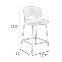 Bly Counter Stool Chair Set of 2, Ivory Faux Leather, Iron Base - BM344865