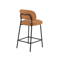 Bly Counter Stool Chair Set of 2, Orange Faux Leather Seat, Iron Base - BM344866