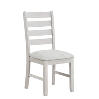 Exy Dining Side Chair Set of 2, White Padded Seat w Ladder Back, Gray - BM344867