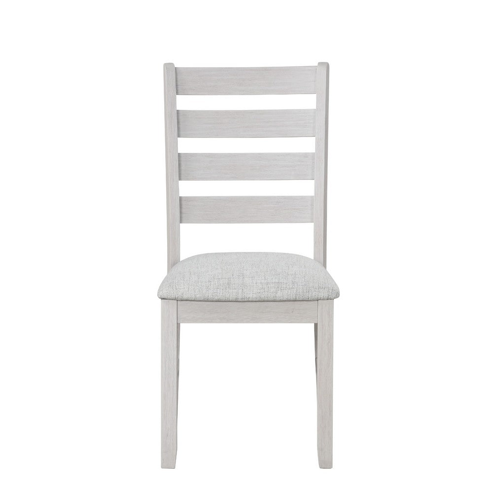 Exy Dining Side Chair Set of 2, White Padded Seat w Ladder Back, Gray - BM344867