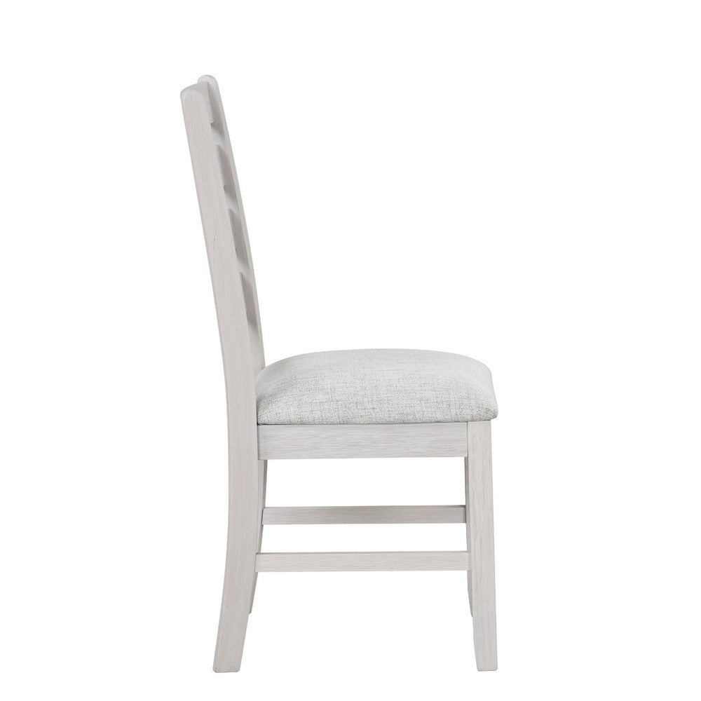 Exy Dining Side Chair Set of 2, White Padded Seat w Ladder Back, Gray - BM344867