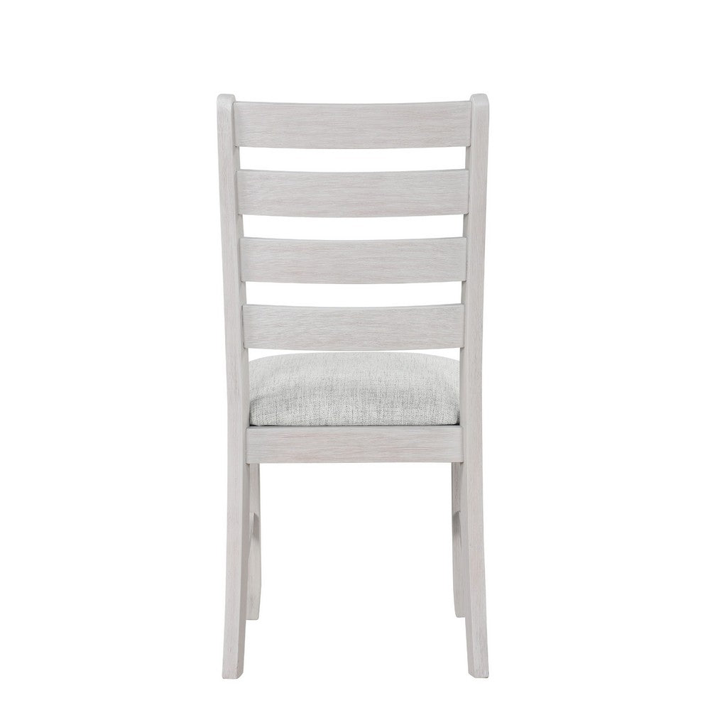 Exy Dining Side Chair Set of 2, White Padded Seat w Ladder Back, Gray - BM344867