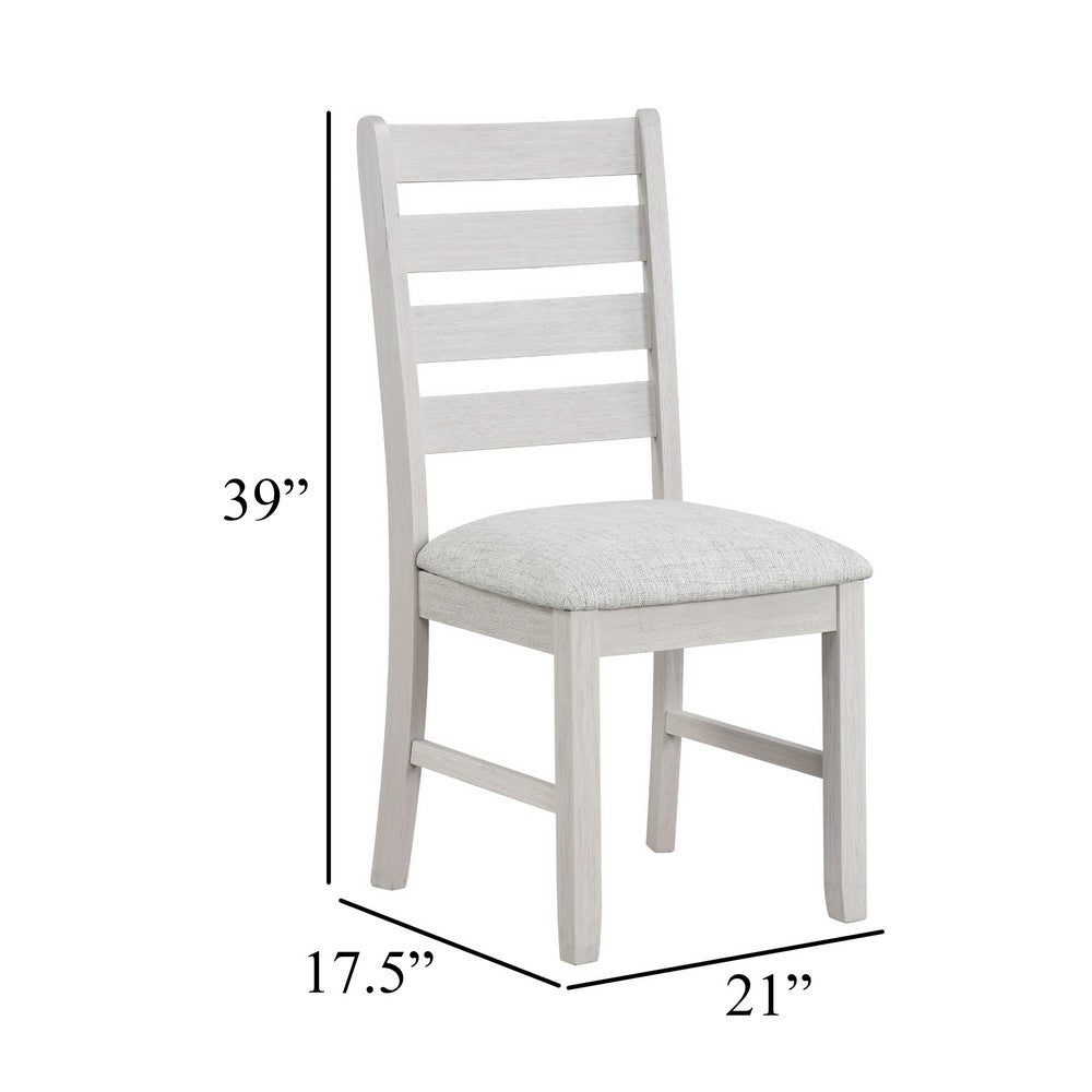Exy Dining Side Chair Set of 2, White Padded Seat w Ladder Back, Gray - BM344867