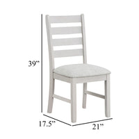 Exy Dining Side Chair Set of 2, White Padded Seat w Ladder Back, Gray - BM344867