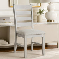 Exy Dining Side Chair Set of 2, White Padded Seat w Ladder Back, Gray - BM344867
