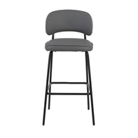 Bly Bar Stool Chair Set of 2, Gray Faux Leather Fabric, Iron Base - BM344868